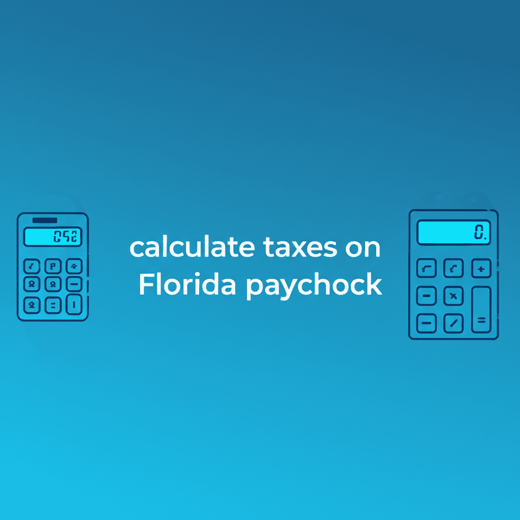 An illustration representing money, calculations, and the Florida state outline, symbolizing how to calculate taxes on Florida paycheck.