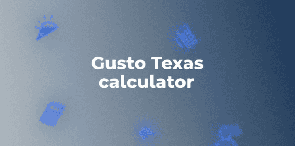 Gusto Texas Calculator illustration, showing payroll data on a screen