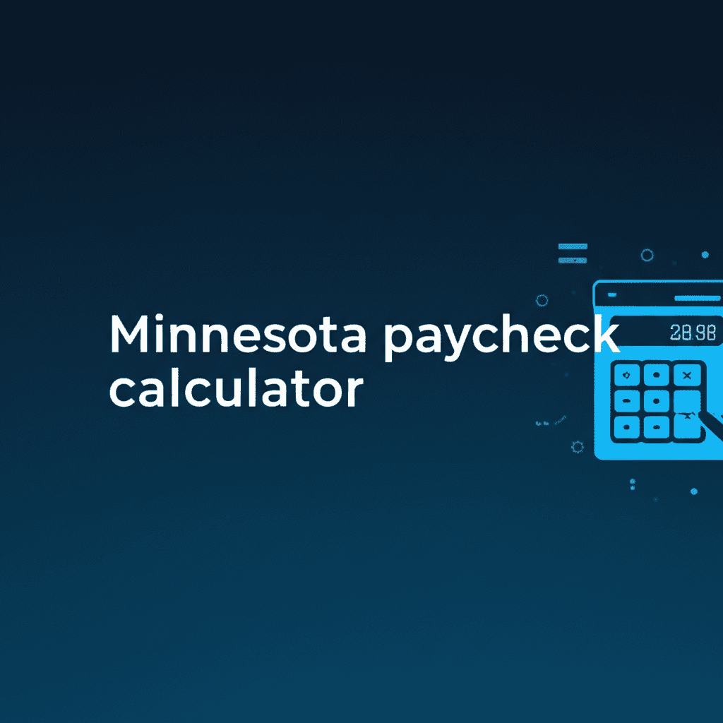 An illustration representing the Minnesota Paycheck Calculator, showing money, a calculator, and a Minnesota state outline, symbolizing financial calculations for Minnesota residents.